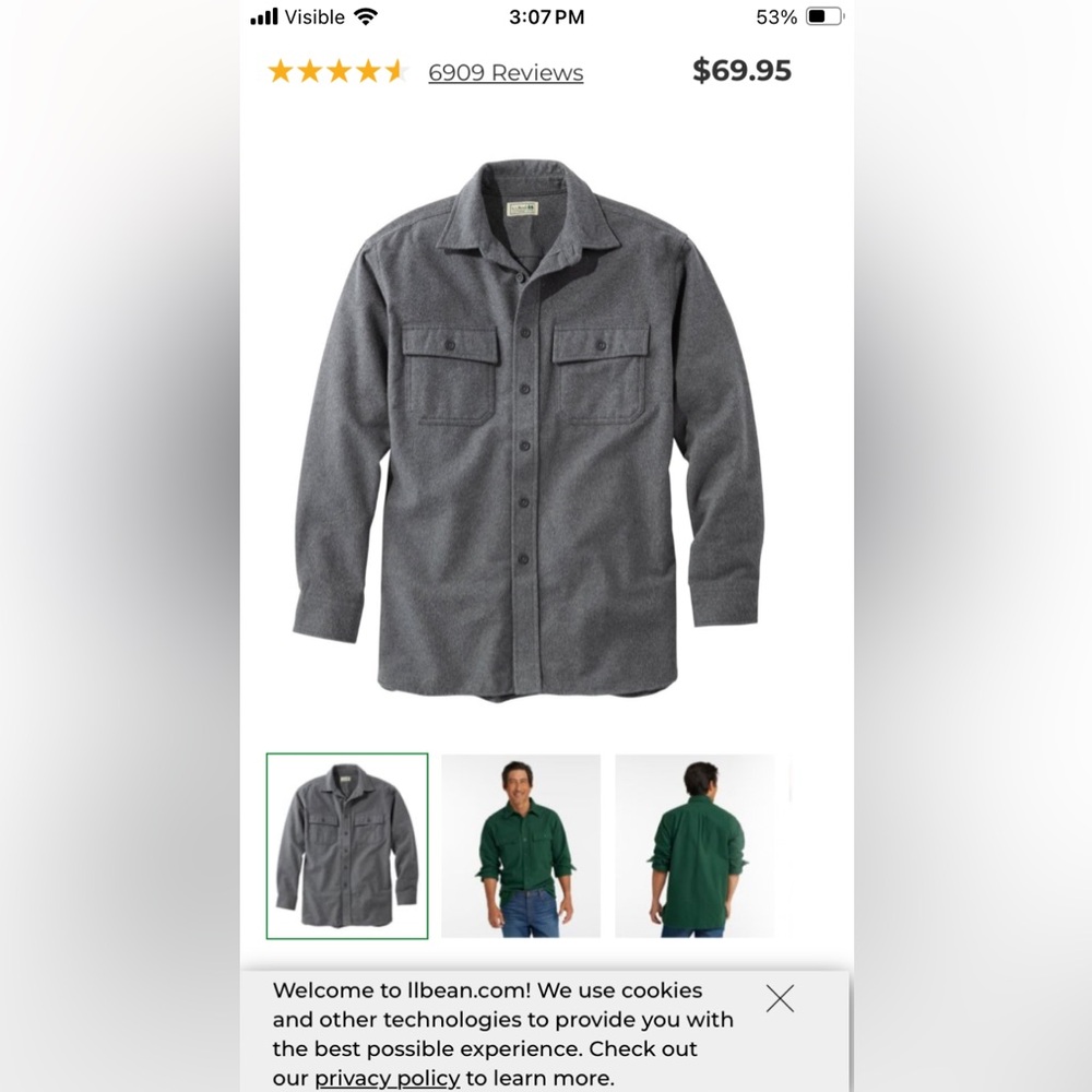 L.L. Bean Gray Casual Button Down Shirt